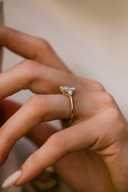 Moval Swirl Semi Pave Engagement Ring – 2.5 CT Lab Grown Diamond