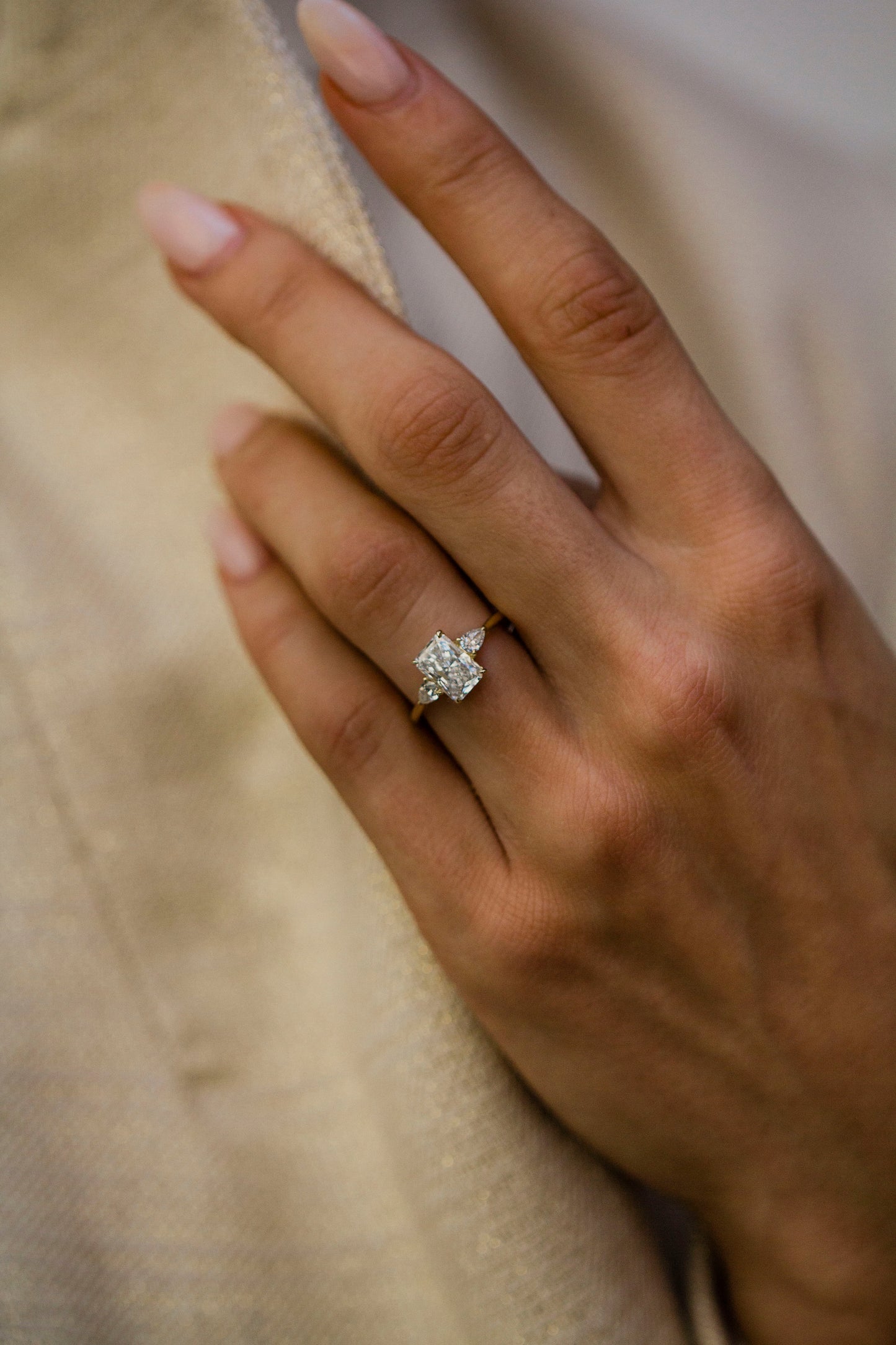 Moval Swirl Semi Pave Engagement Ring – 2.5 CT Lab Grown Diamond