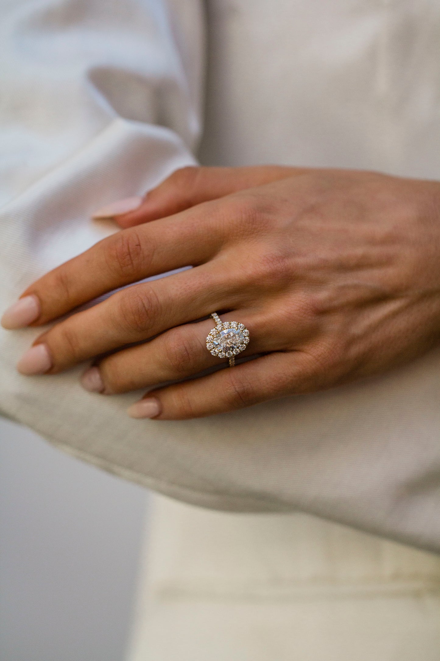 Moval Swirl Semi Pave Engagement Ring – 2.5 CT Lab Grown Diamond