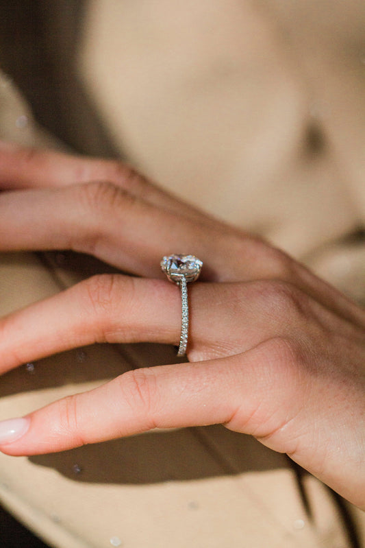 Moval Swirl Semi Pave Engagement Ring – 2.5 CT Lab Grown Diamond