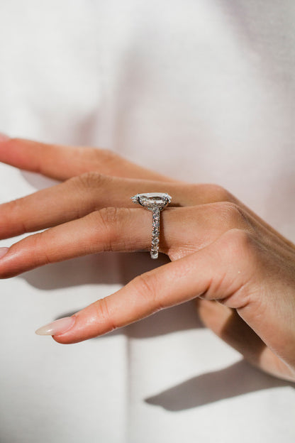Moval Swirl Semi Pave Engagement Ring – 2.5 CT Lab Grown Diamond