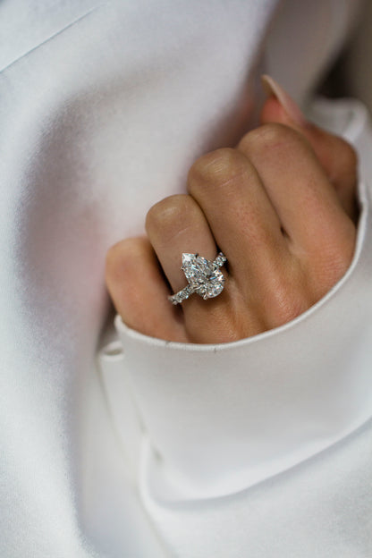 Moval Swirl Semi Pave Engagement Ring – 2.5 CT Lab Grown Diamond