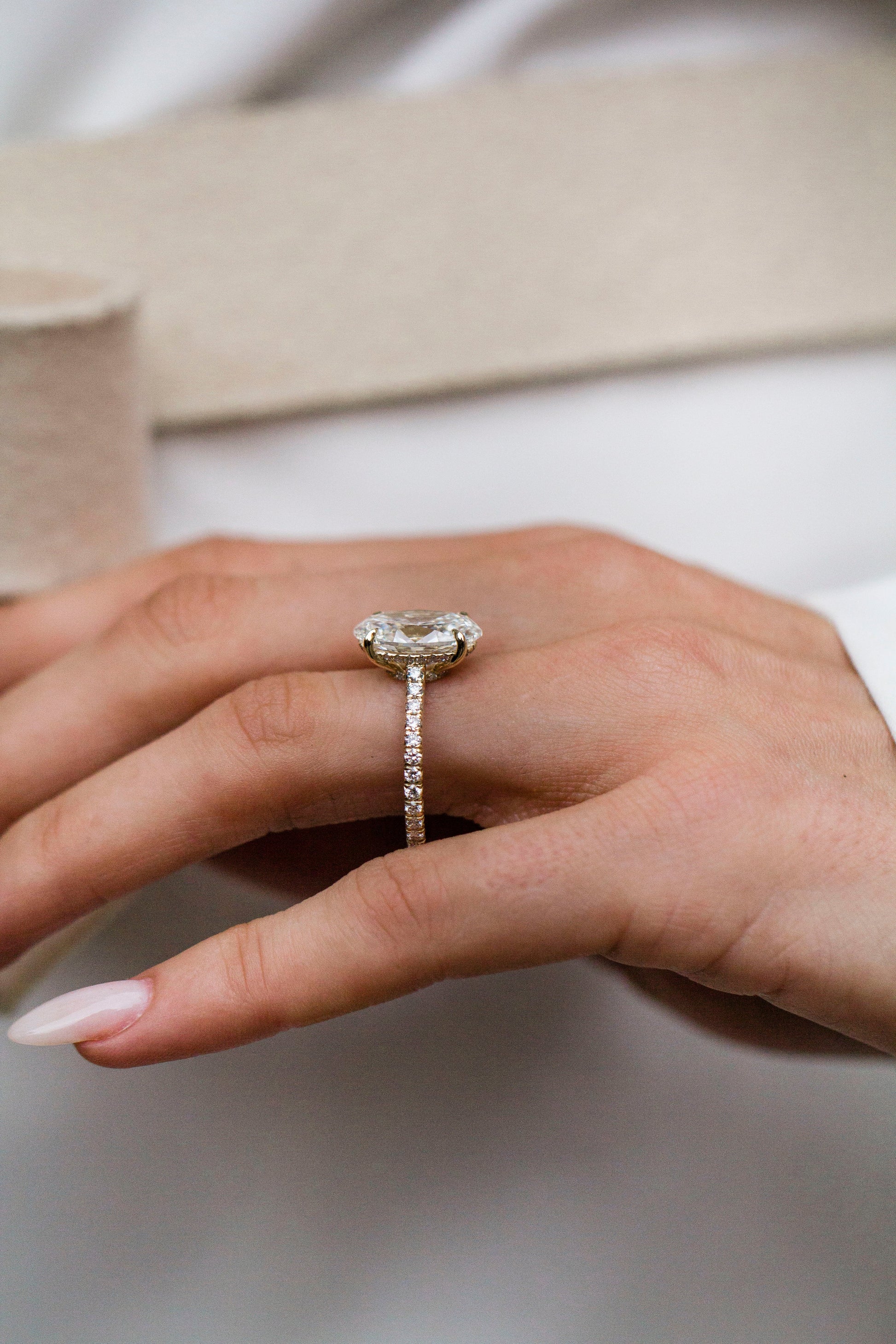 Moval Swirl Semi Pave Engagement Ring – 2.5 CT Lab Grown Diamond