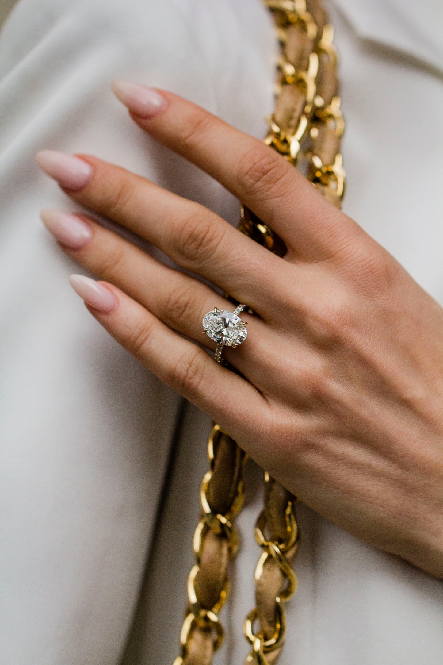 Moval Swirl Semi Pave Engagement Ring – 2.5 CT Lab Grown Diamond