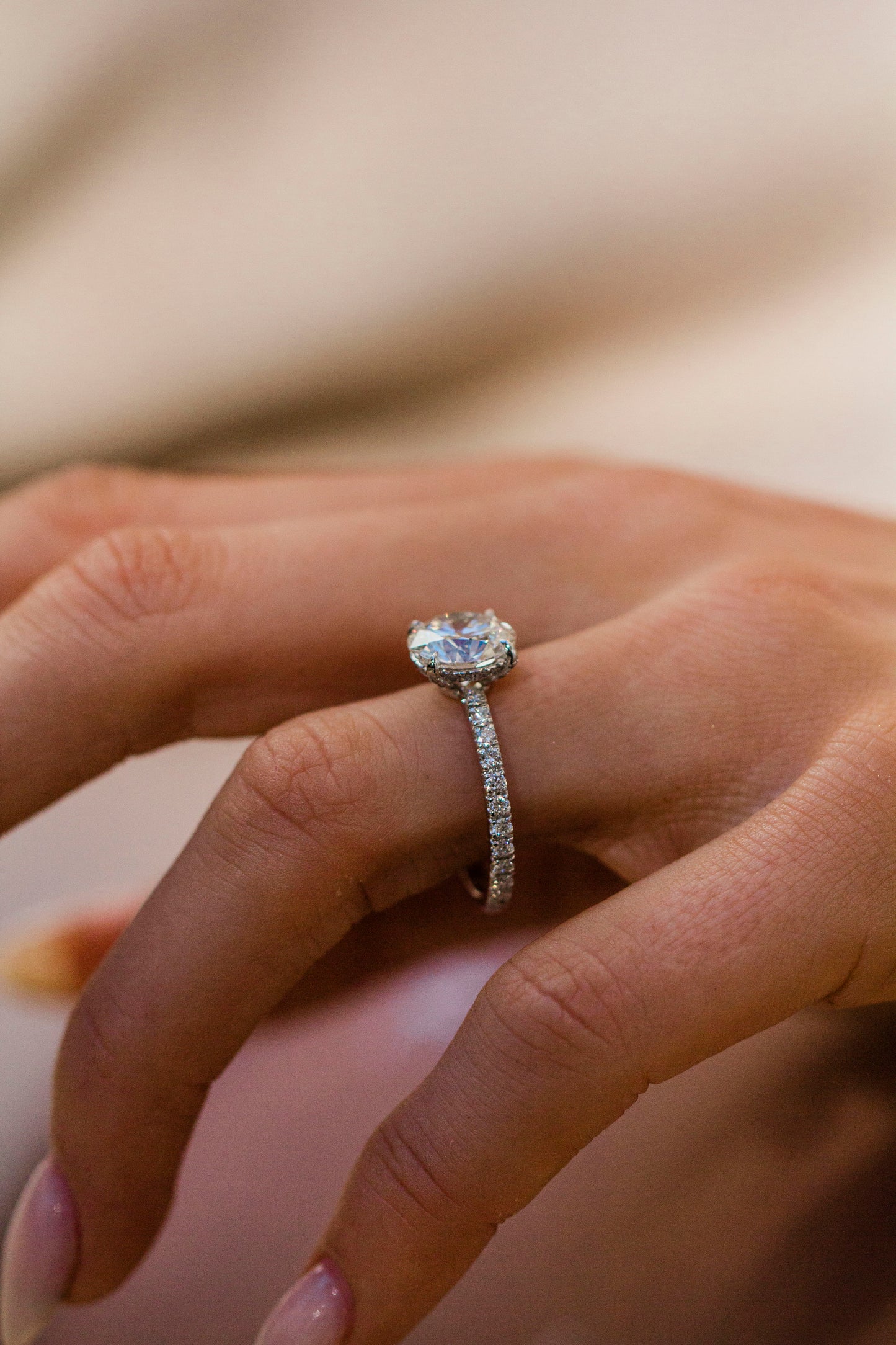 Moval Swirl Semi Pave Engagement Ring – 2.5 CT Lab Grown Diamond