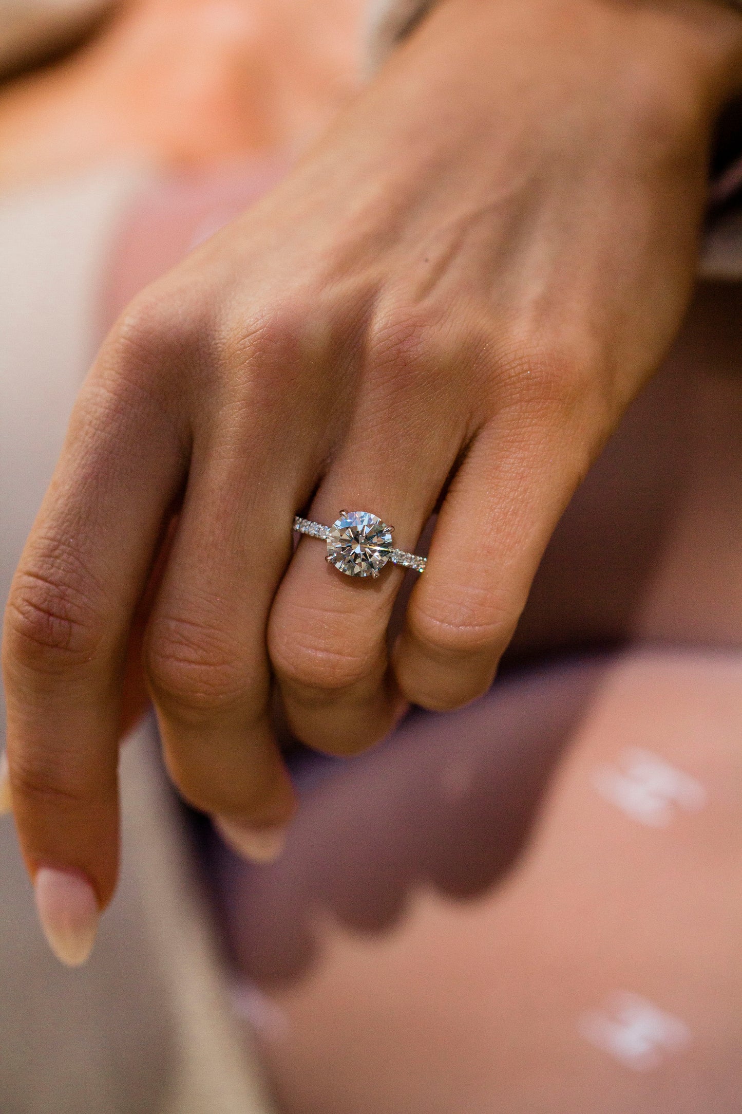 Moval Swirl Semi Pave Engagement Ring – 2.5 CT Lab Grown Diamond