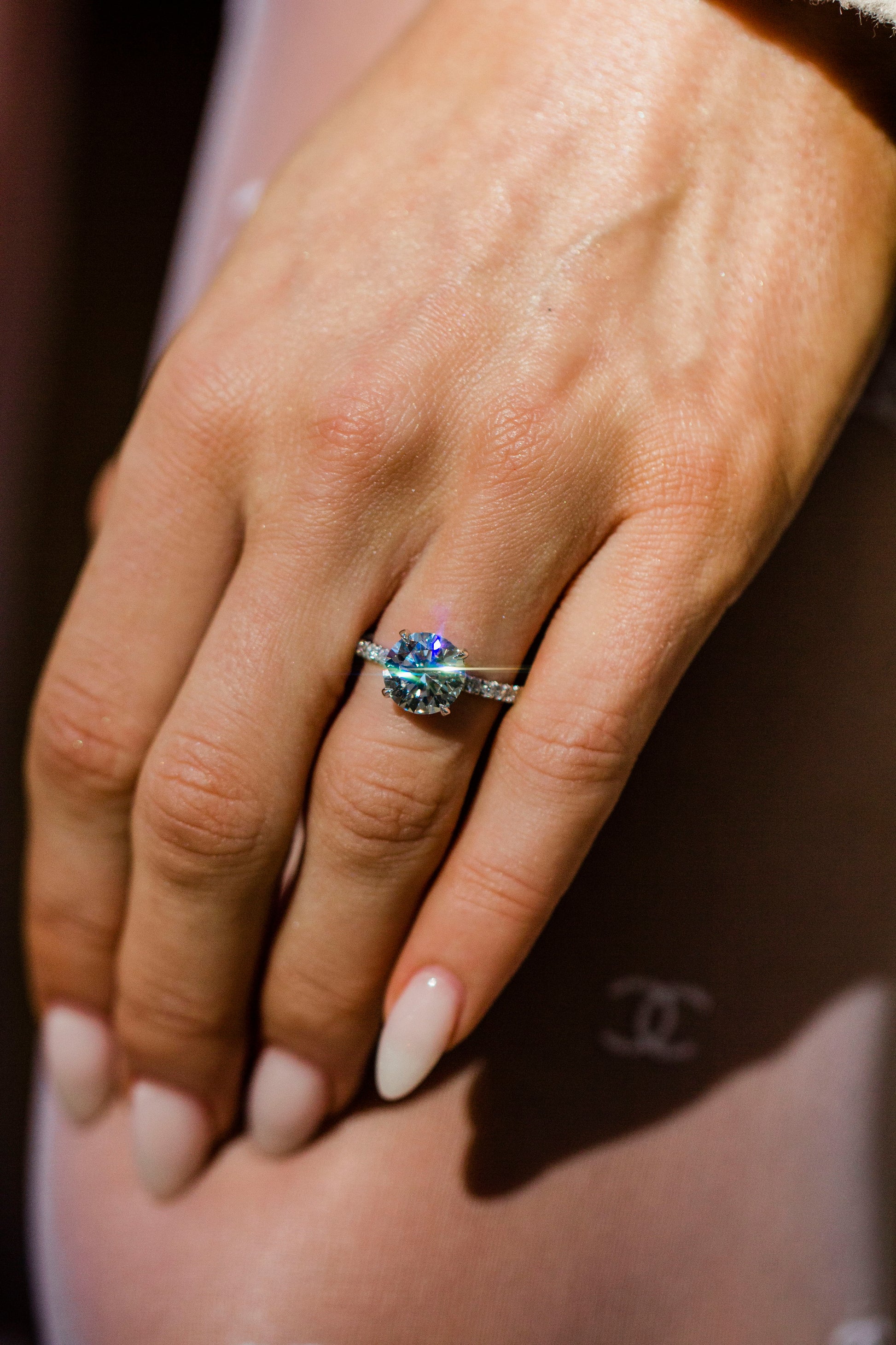 Moval Swirl Semi Pave Engagement Ring – 2.5 CT Lab Grown Diamond