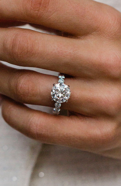 Moval Swirl Semi Pave Engagement Ring – 2.5 CT Lab Grown Diamond