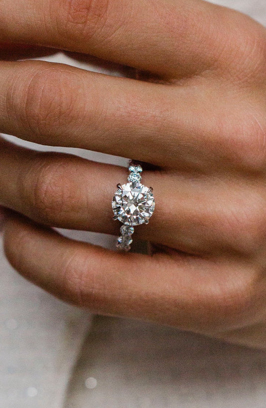 Moval Swirl Semi Pave Engagement Ring – 2.5 CT Lab Grown Diamond
