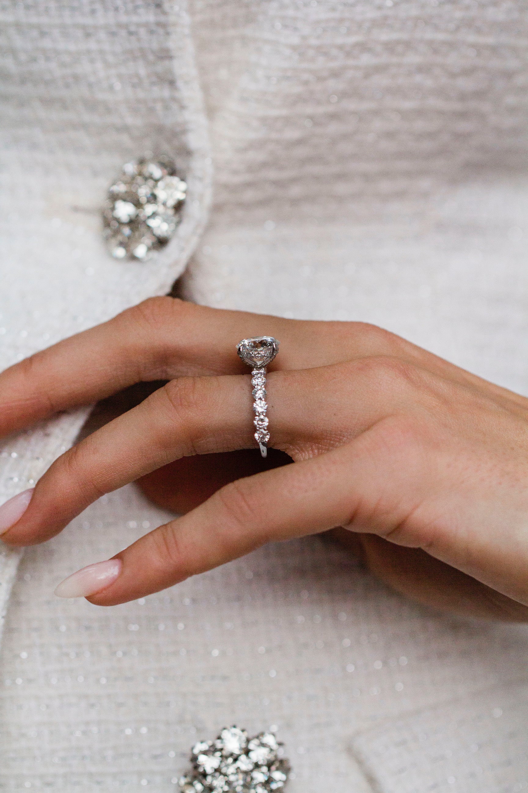 Moval Swirl Semi Pave Engagement Ring – 2.5 CT Lab Grown Diamond