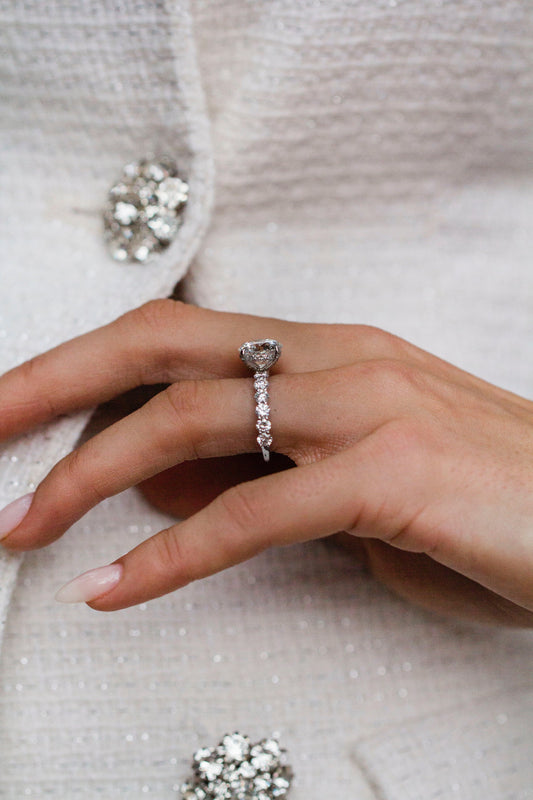 Moval Swirl Semi Pave Engagement Ring – 2.5 CT Lab Grown Diamond