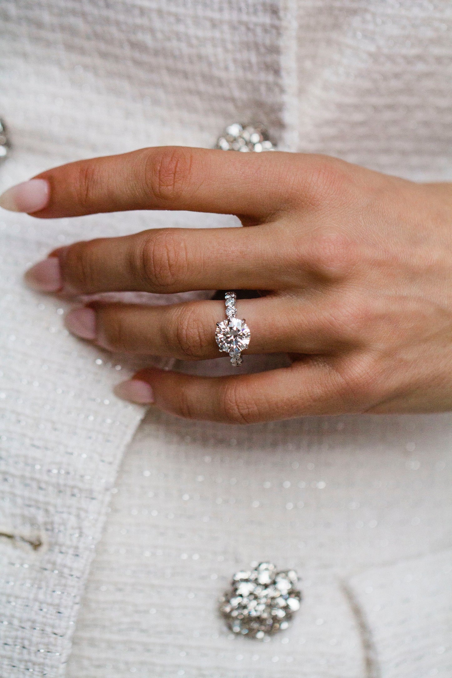 Moval Swirl Semi Pave Engagement Ring – 2.5 CT Lab Grown Diamond