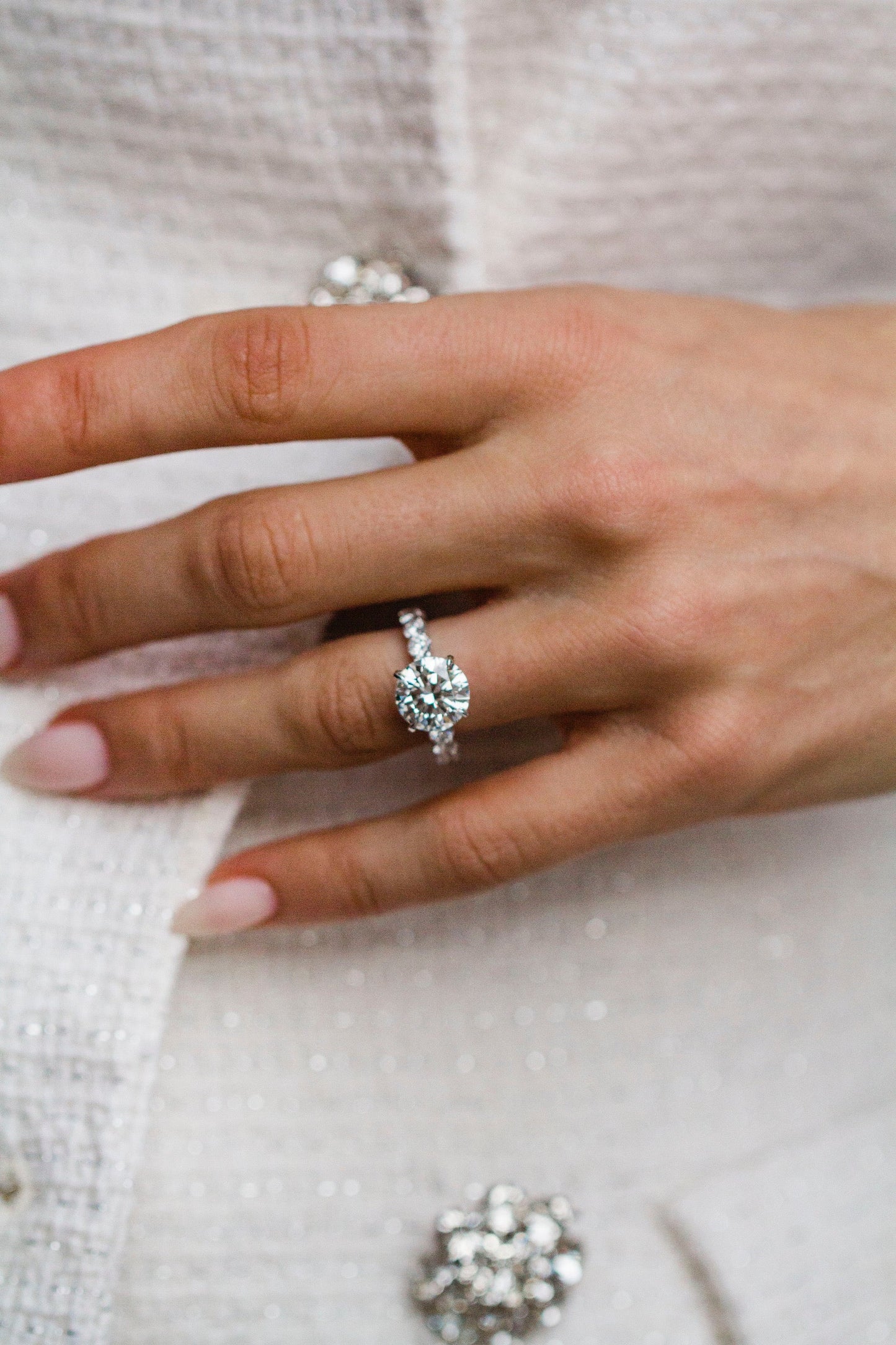 Moval Swirl Semi Pave Engagement Ring – 2.5 CT Lab Grown Diamond