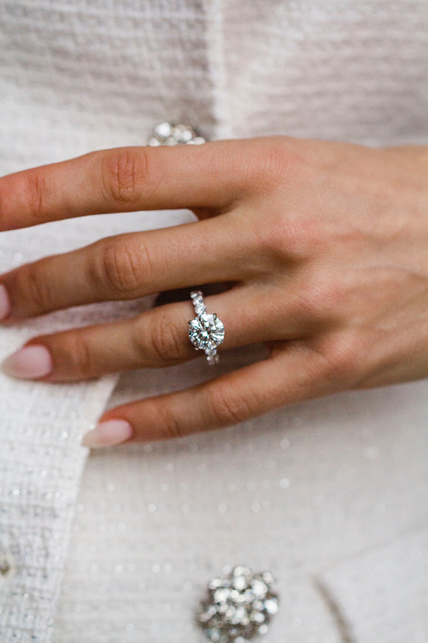 Moval Swirl Semi Pave Engagement Ring – 2.5 CT Lab Grown Diamond