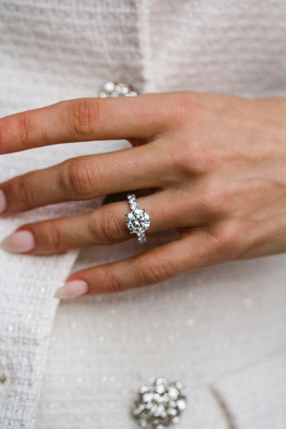Moval Swirl Semi Pave Engagement Ring – 2.5 CT Lab Grown Diamond