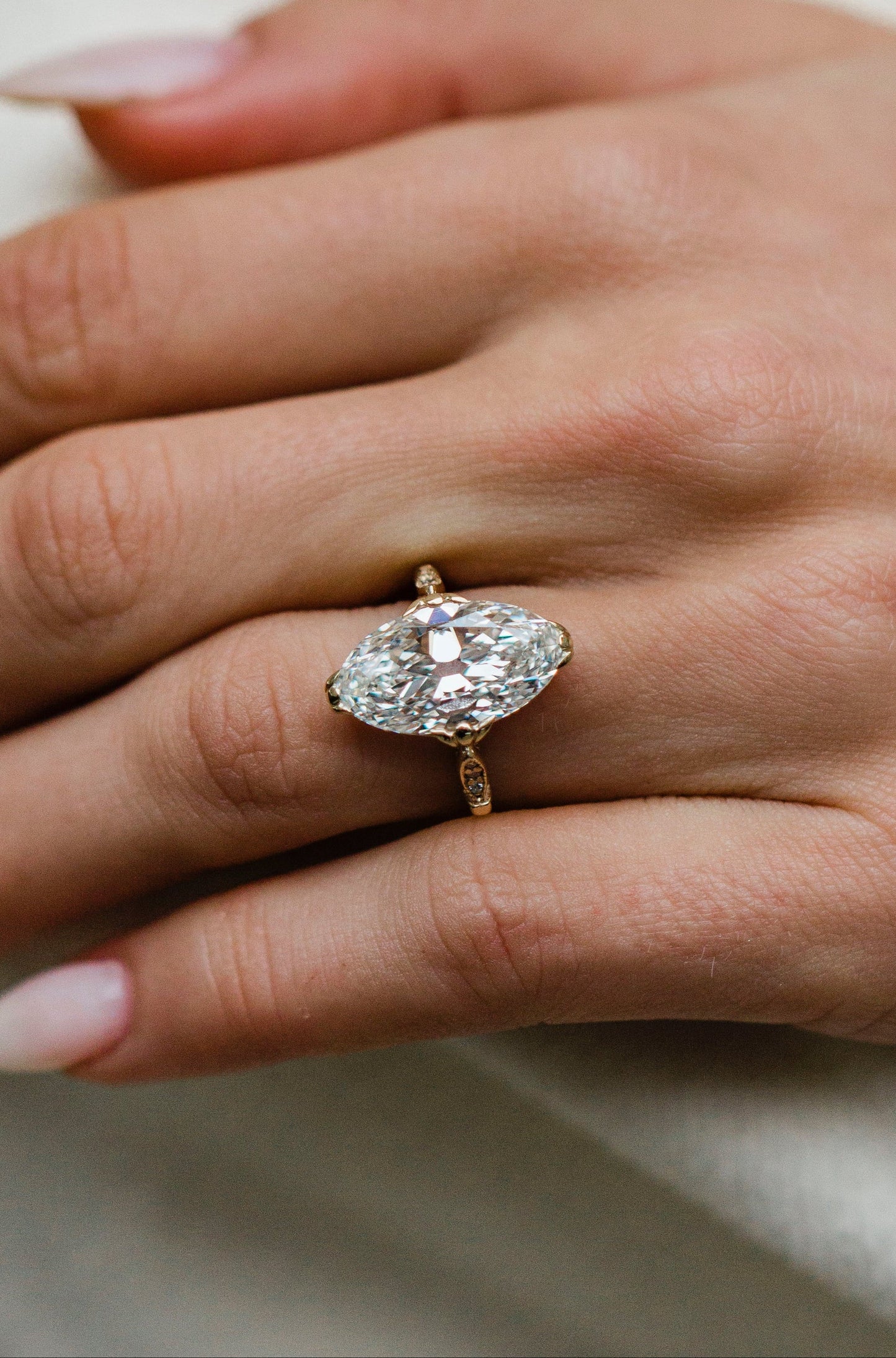 Moval Swirl Semi Pave Engagement Ring – 2.5 CT Lab Grown Diamond