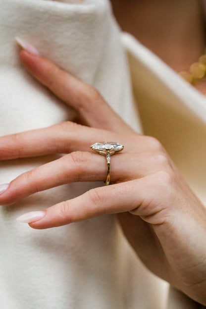 Moval Swirl Semi Pave Engagement Ring – 2.5 CT Lab Grown Diamond