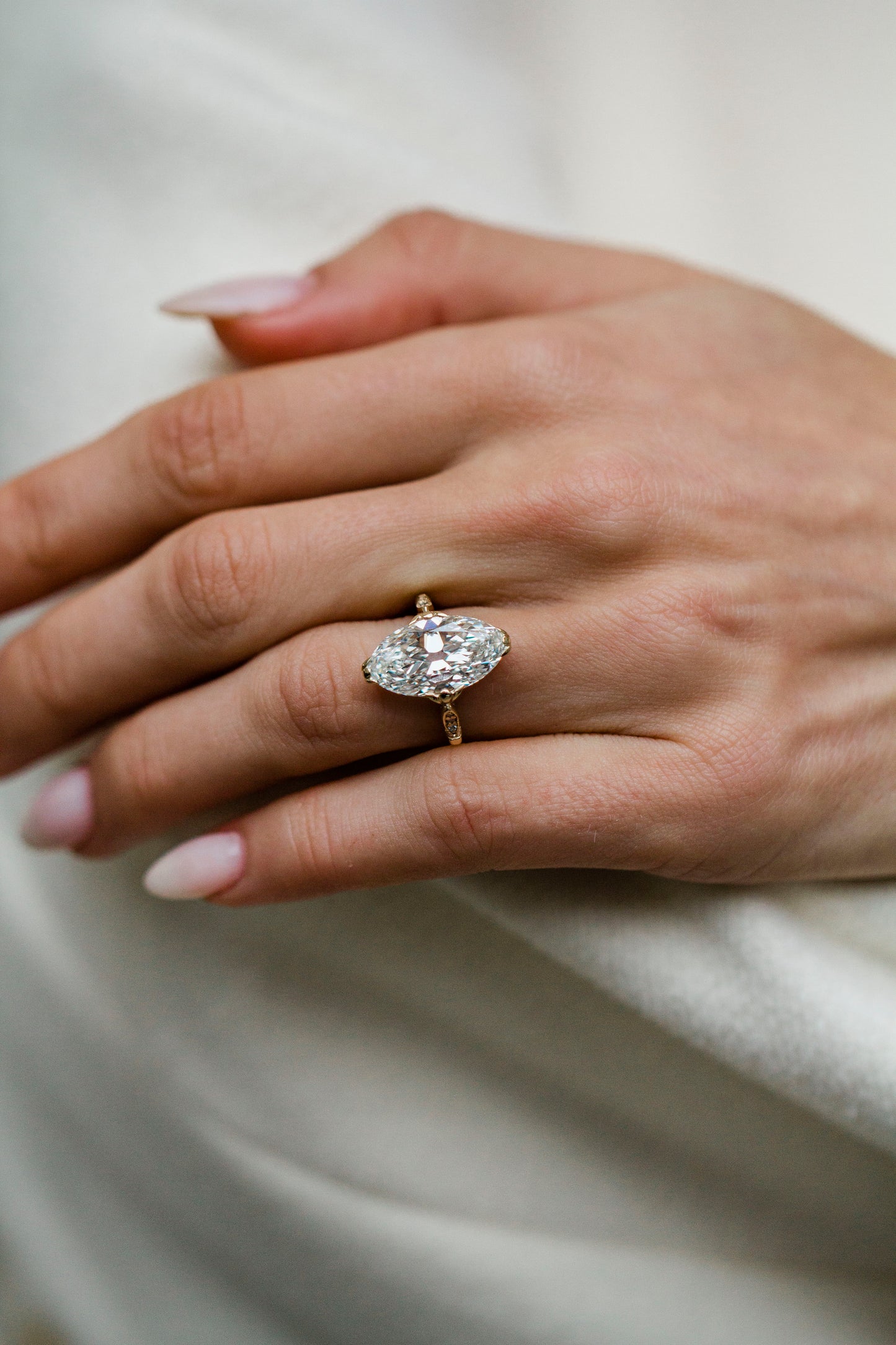 Moval Swirl Semi Pave Engagement Ring – 2.5 CT Lab Grown Diamond