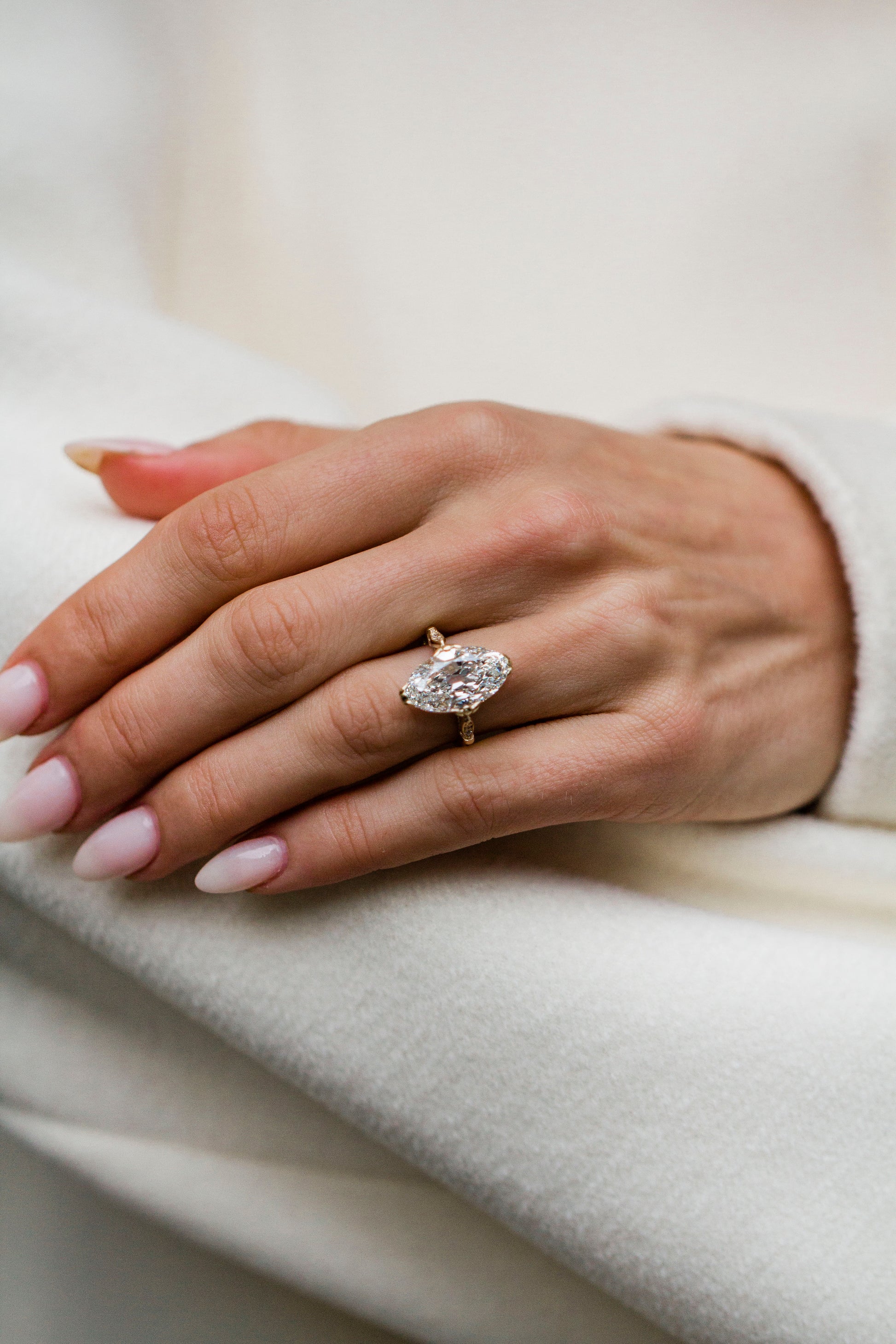 Moval Swirl Semi Pave Engagement Ring – 2.5 CT Lab Grown Diamond