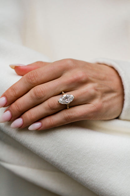 Moval Swirl Semi Pave Engagement Ring – 2.5 CT Lab Grown Diamond