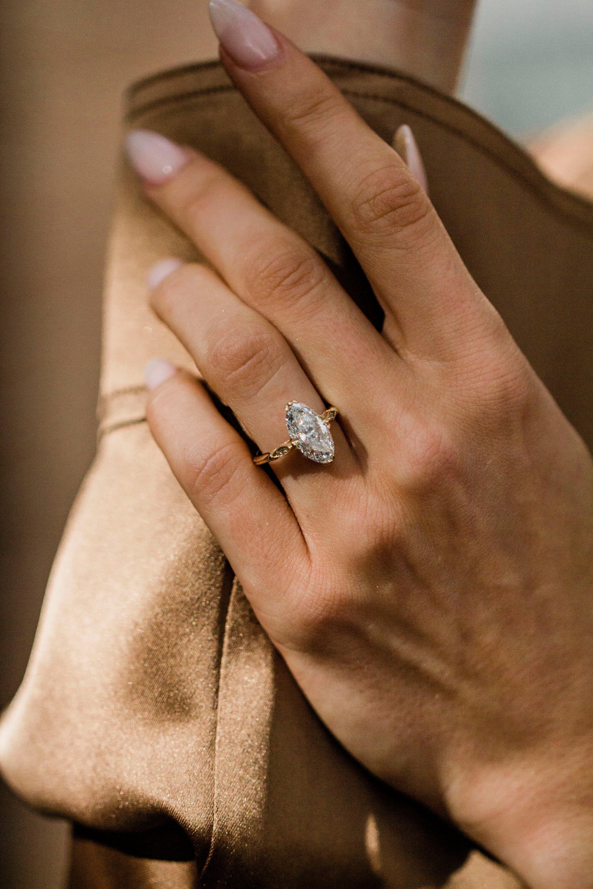 Moval Swirl Semi Pave Engagement Ring – 2.5 CT Lab Grown Diamond