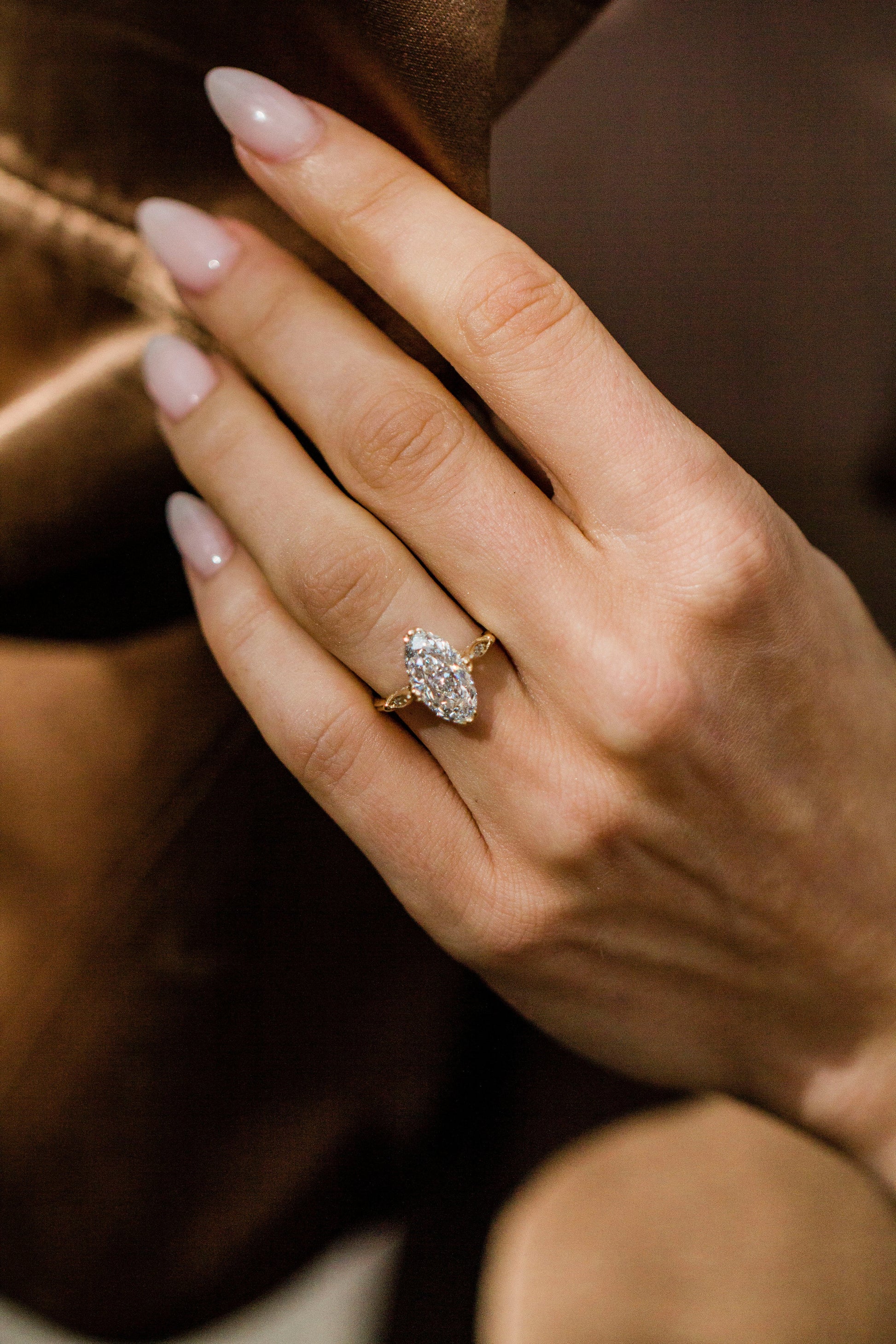 Moval Swirl Semi Pave Engagement Ring – 2.5 CT Lab Grown Diamond