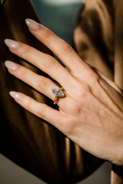Moval Swirl Semi Pave Engagement Ring – 2.5 CT Lab Grown Diamond