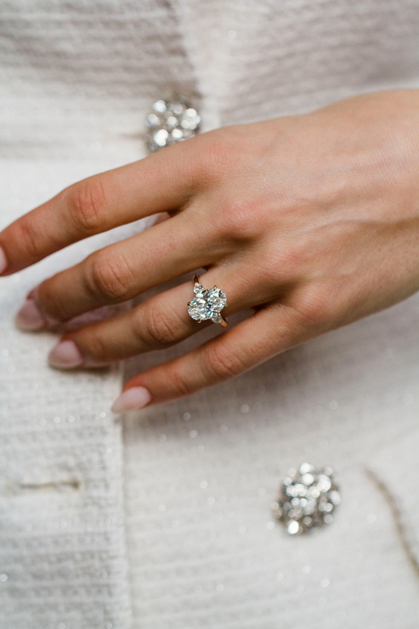 Moval Swirl Semi Pave Engagement Ring – 2.5 CT Lab Grown Diamond