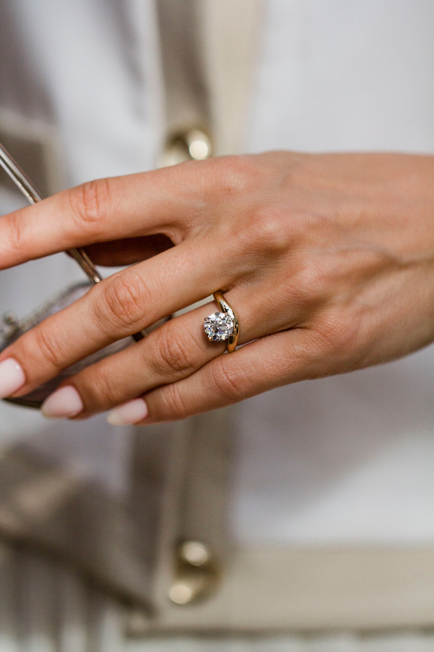 Round Swirl Semi Pave Engagement Ring – 1 CT Moissanite Diamond