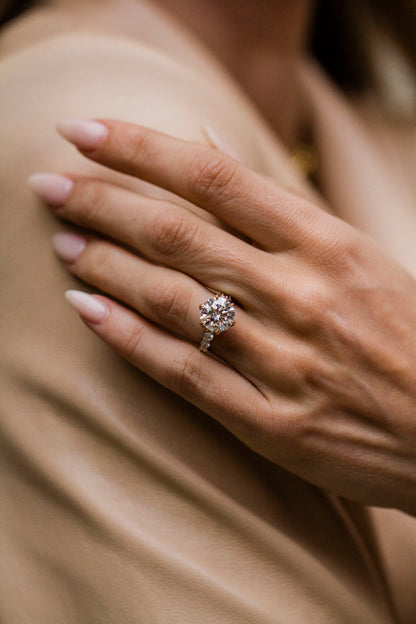 Round Swirl Semi Pave Engagement Ring – 1 CT Moissanite Diamond