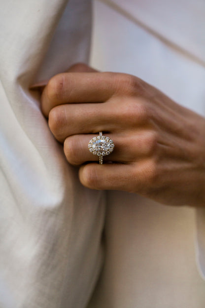 Round Swirl Semi Pave Engagement Ring – 1 CT Moissanite Diamond