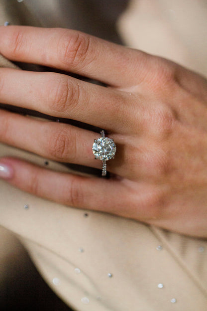 Round Swirl Semi Pave Engagement Ring – 1 CT Moissanite Diamond
