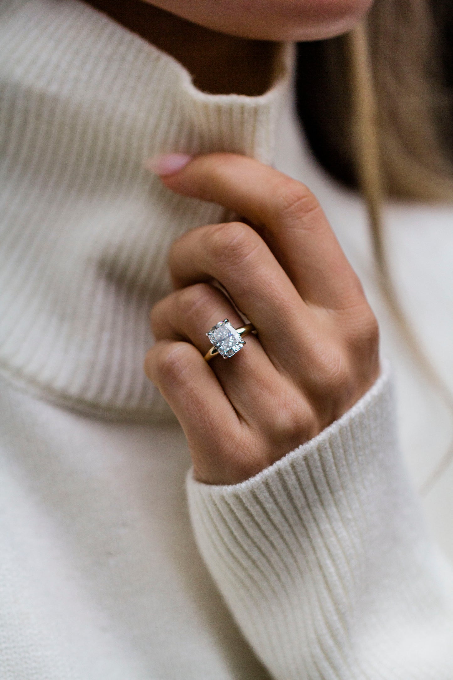 Round Swirl Semi Pave Engagement Ring – 1 CT Moissanite Diamond