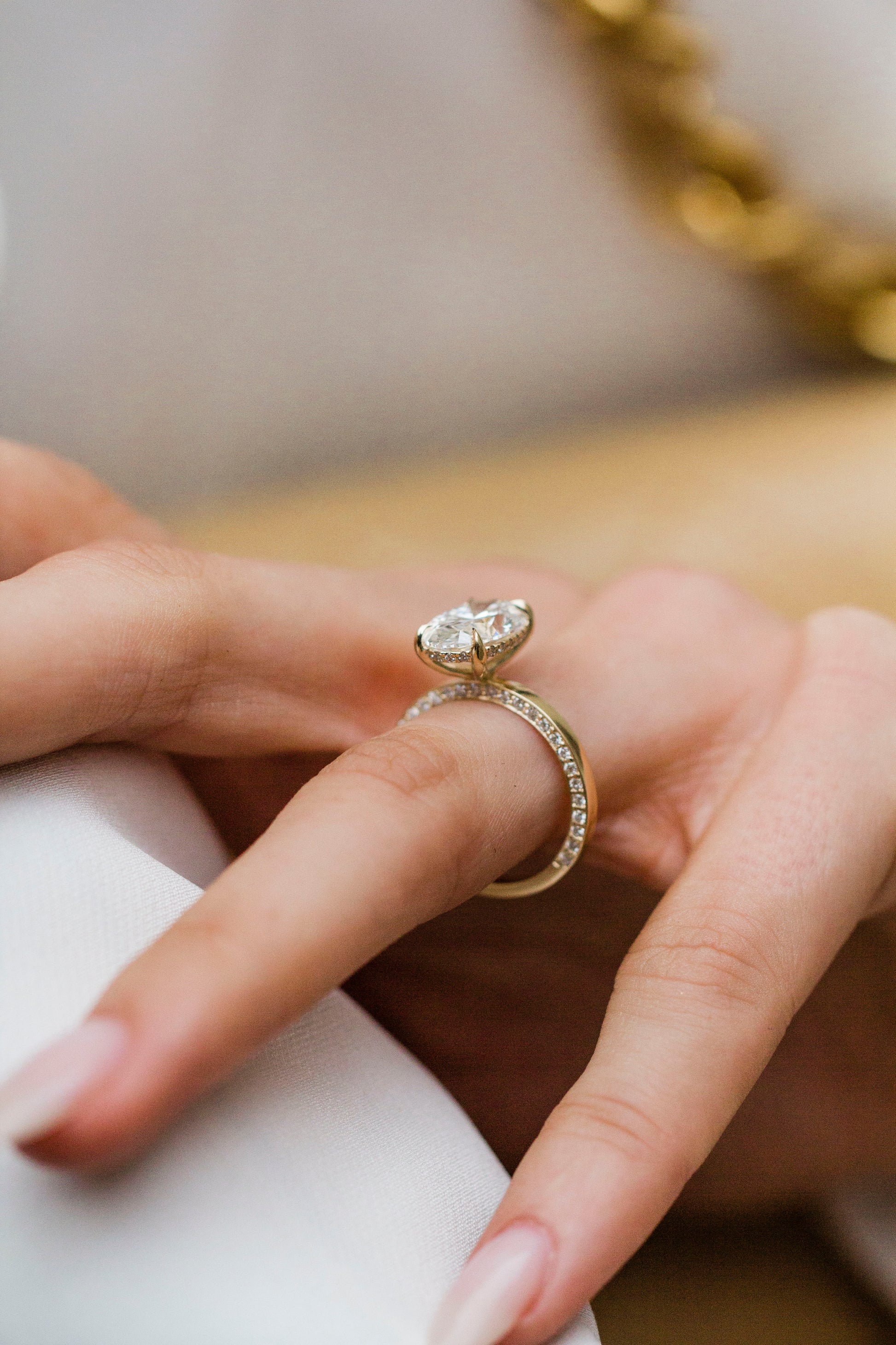 Round Swirl Semi Pave Engagement Ring – 1 CT Moissanite Diamond