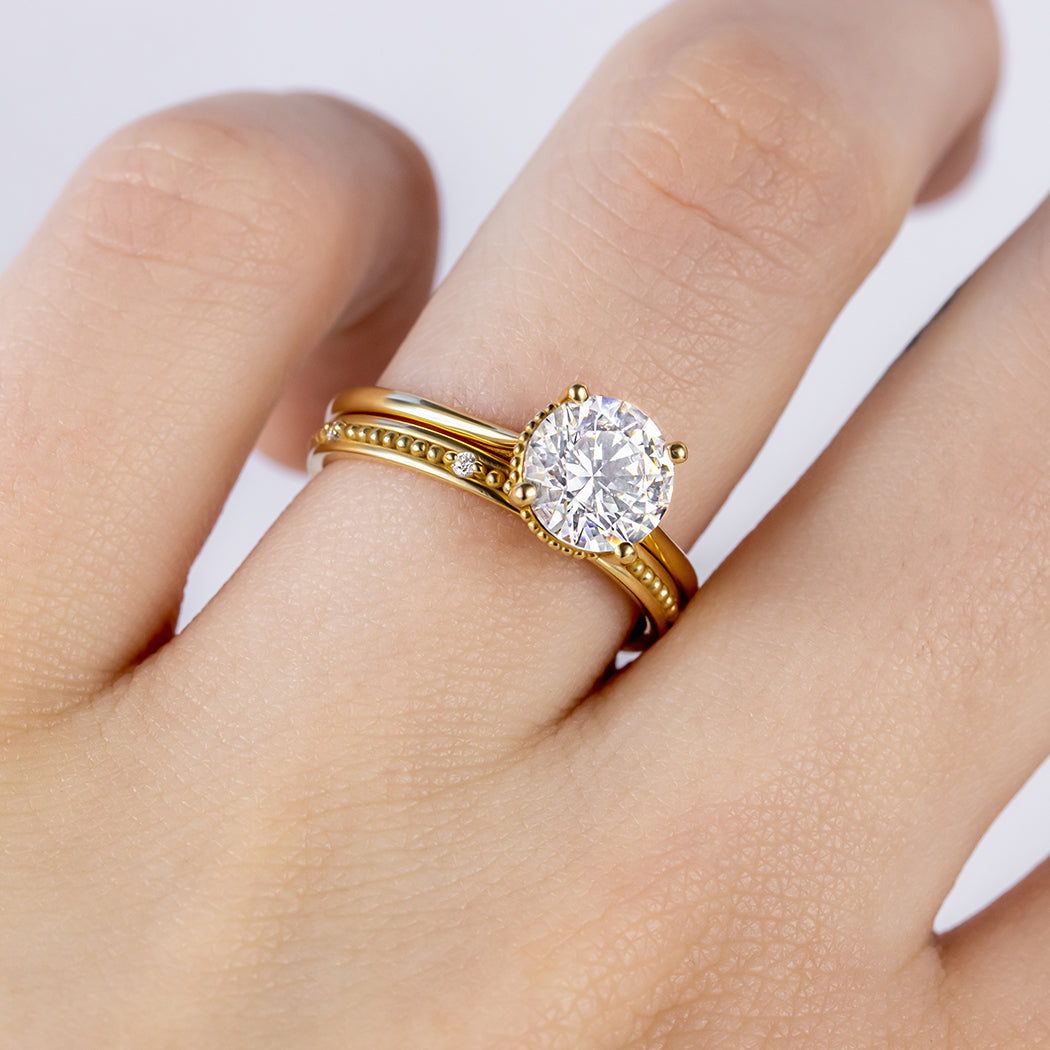 2 CT Round Three Stones Lab Grown Diamond Engagement Ring