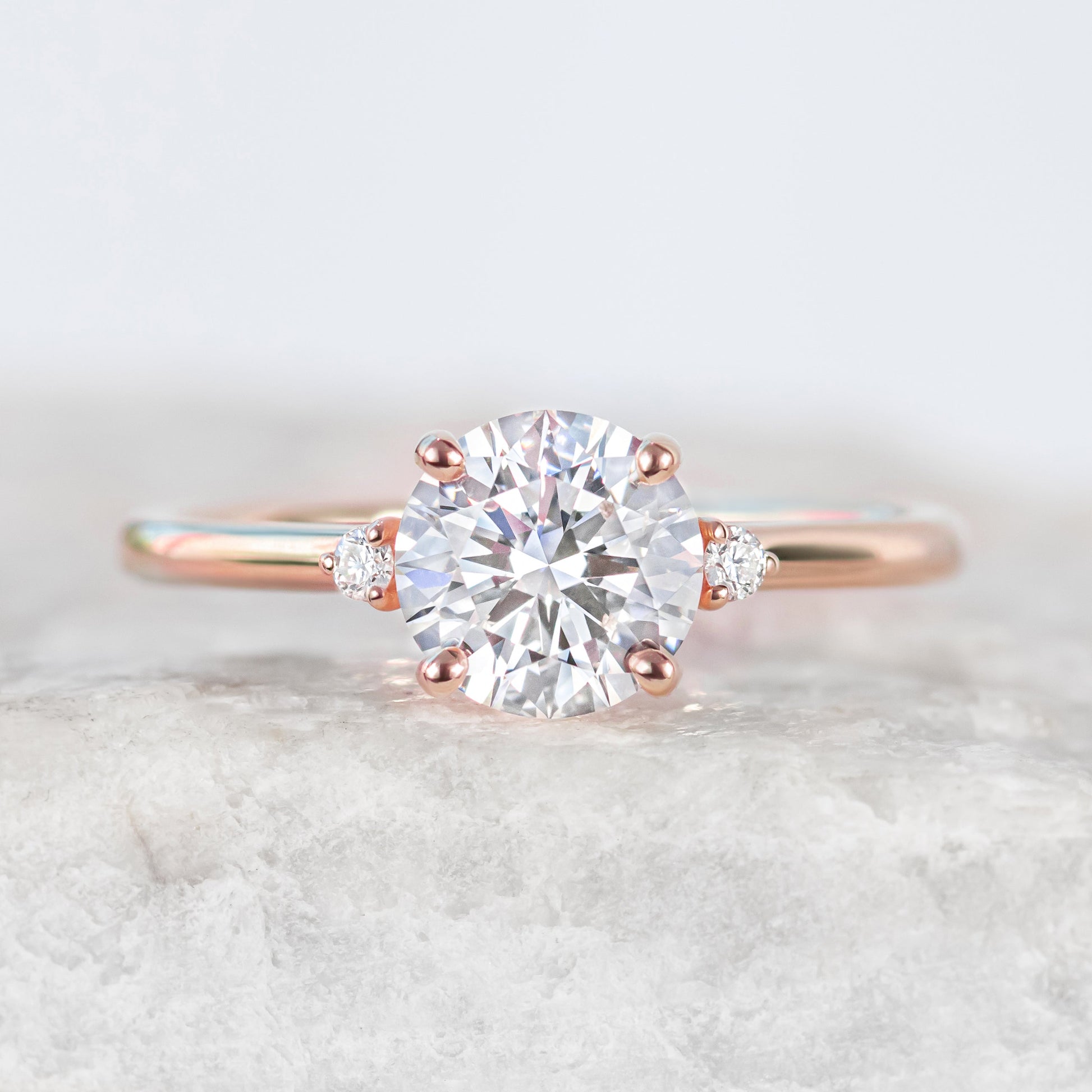 2 CT Round Three Stones Lab Grown Diamond Engagement Ring