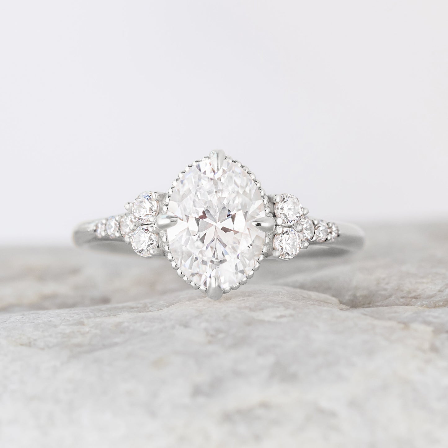 2 CT Round Three Stones Lab Grown Diamond Engagement Ring