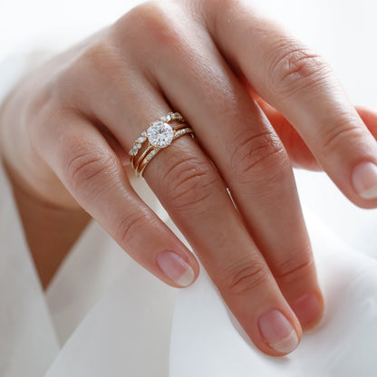 2 CT Round Three Stones Lab Grown Diamond Engagement Ring