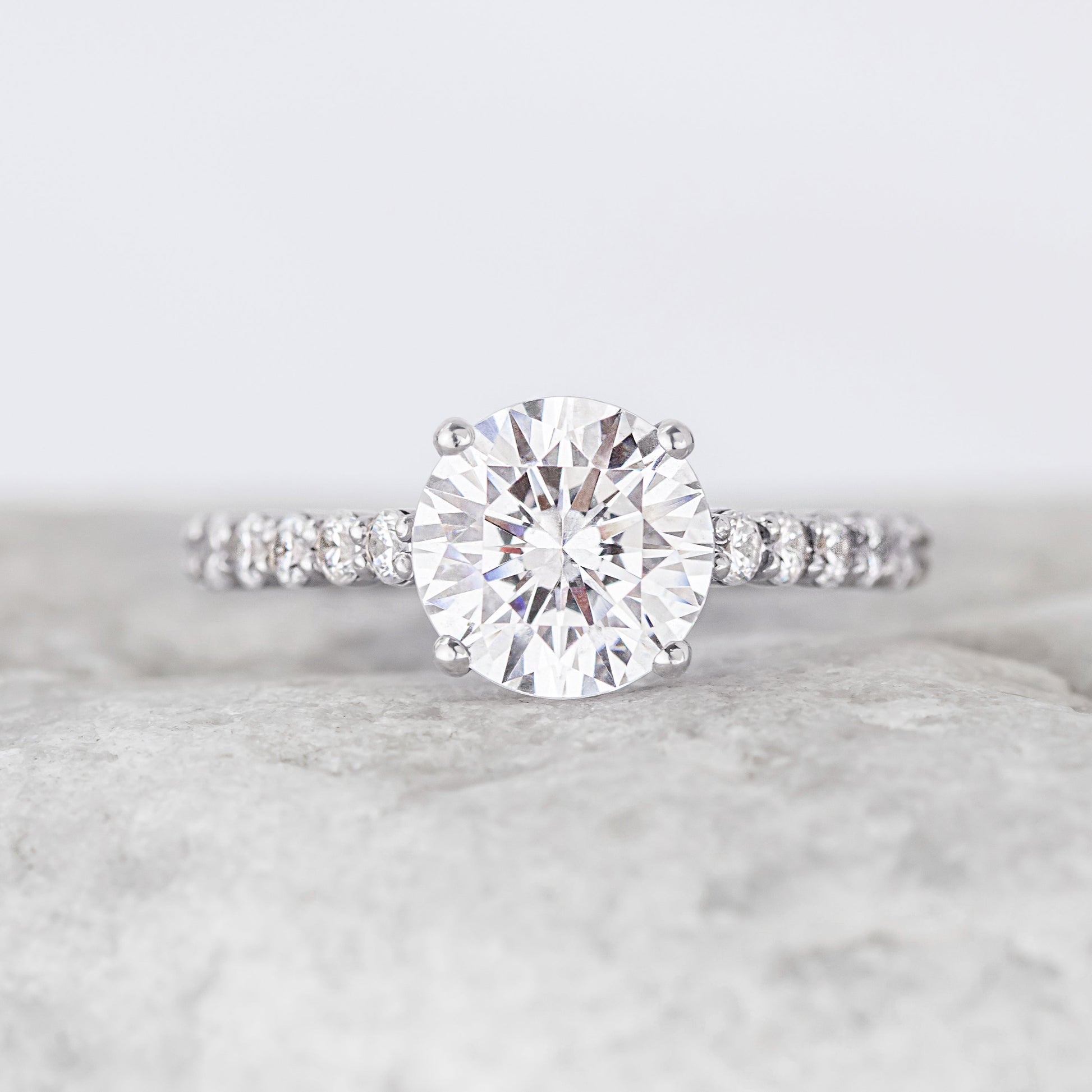 2 CT Round Three Stones Lab Grown Diamond Engagement Ring