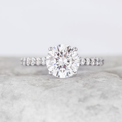 2 CT Round Three Stones Lab Grown Diamond Engagement Ring