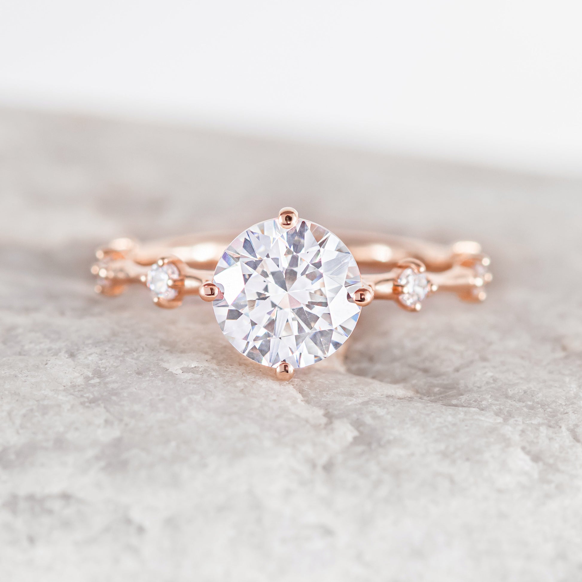 2 CT Round Three Stones Lab Grown Diamond Engagement Ring
