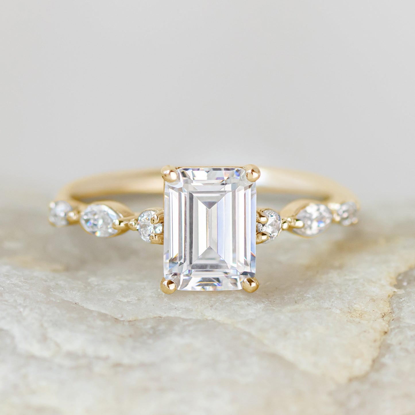 2 CT Round Three Stones Lab Grown Diamond Engagement Ring