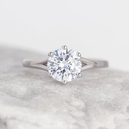 2 CT Round Three Stones Lab Grown Diamond Engagement Ring