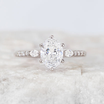 2 CT Round Three Stones Lab Grown Diamond Engagement Ring