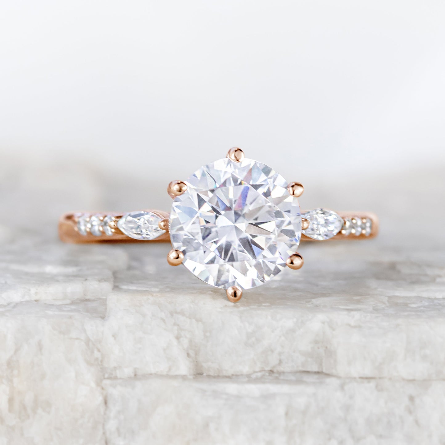 2 CT Round Three Stones Lab Grown Diamond Engagement Ring