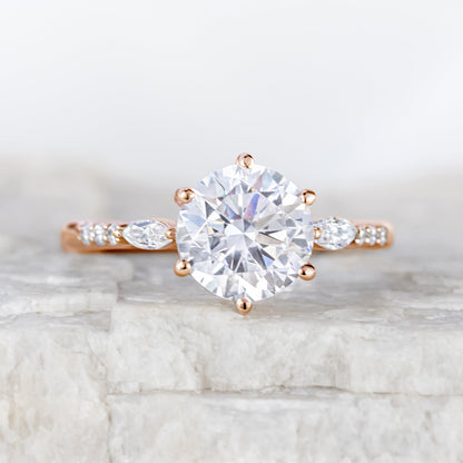 2 CT Round Three Stones Lab Grown Diamond Engagement Ring