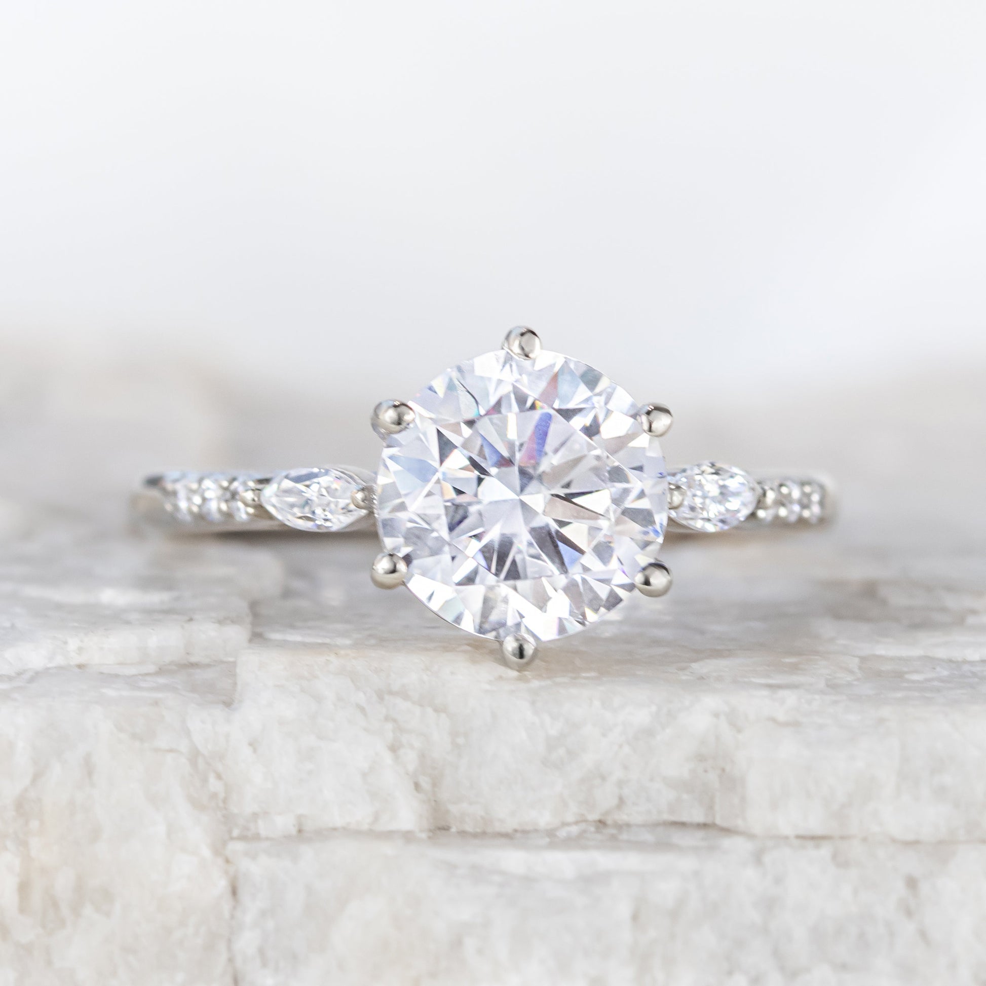 2 CT Round Three Stones Lab Grown Diamond Engagement Ring