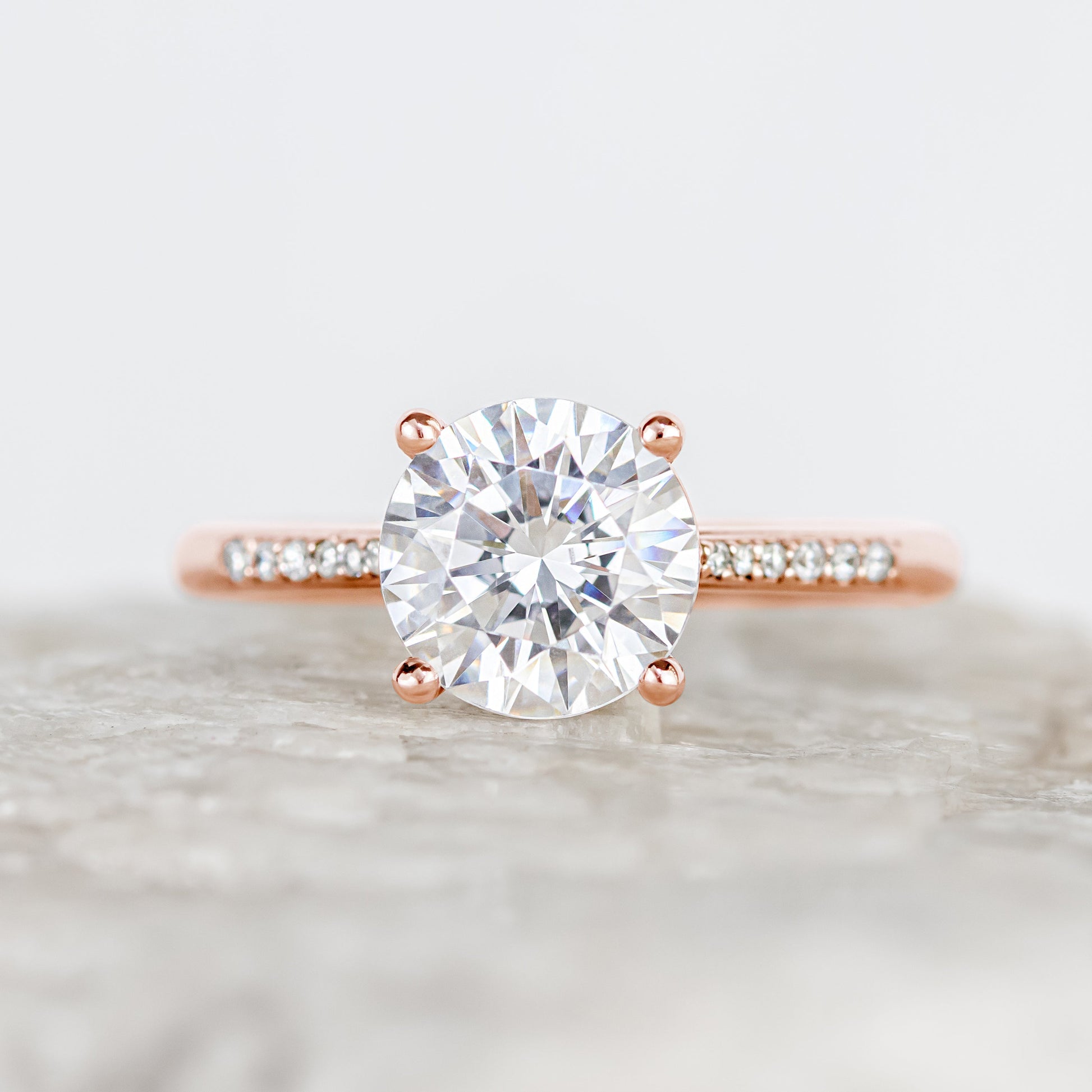 2 CT Round Three Stones Lab Grown Diamond Engagement Ring