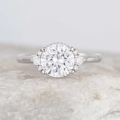 2 CT Round Three Stones Lab Grown Diamond Engagement Ring
