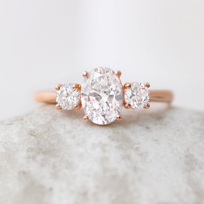 2 CT Round Three Stones Lab Grown Diamond Engagement Ring